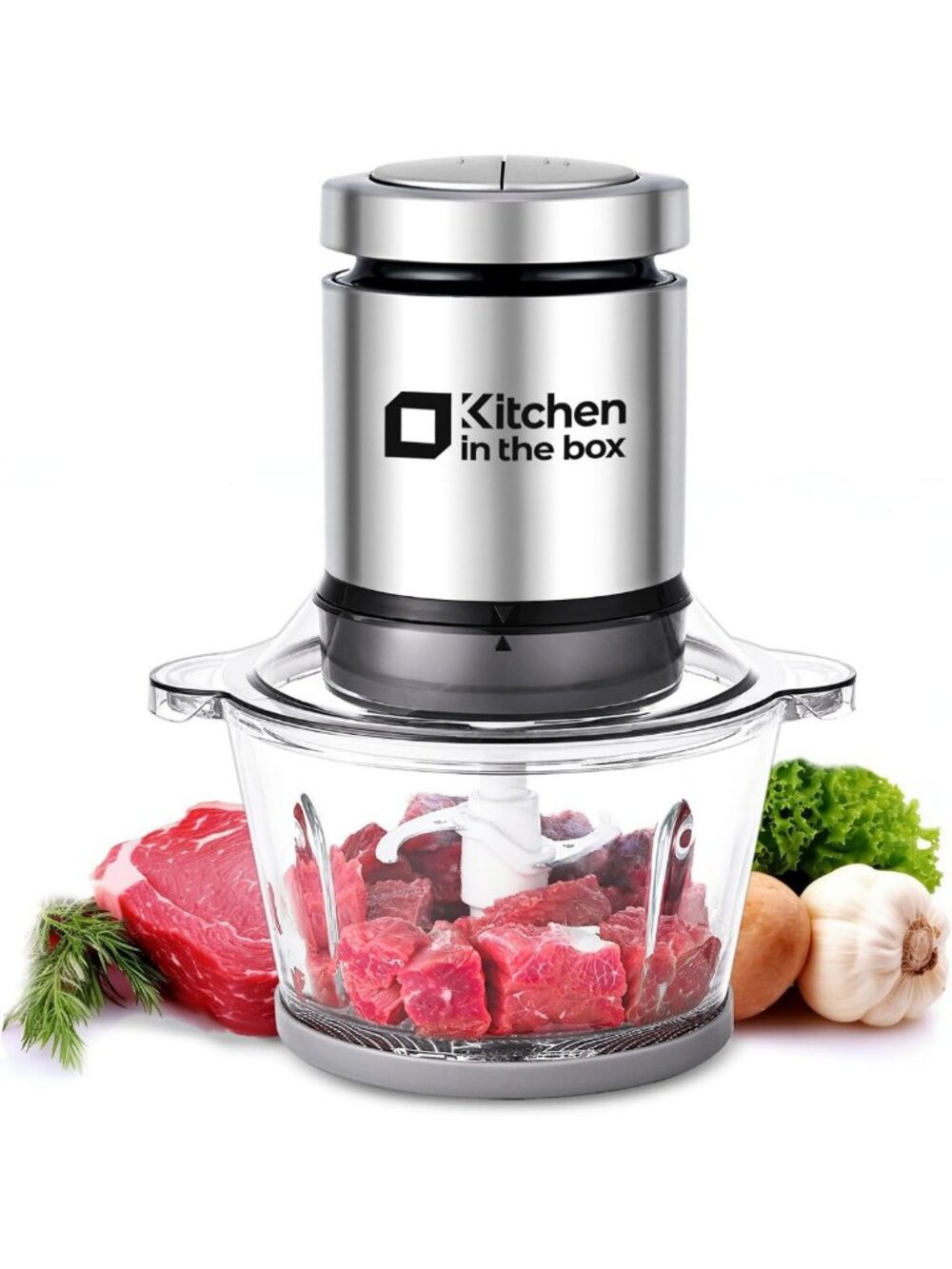 3-Cup Mini Food Processor & Electric Meat Grinder - Compact Kitchen Chopper